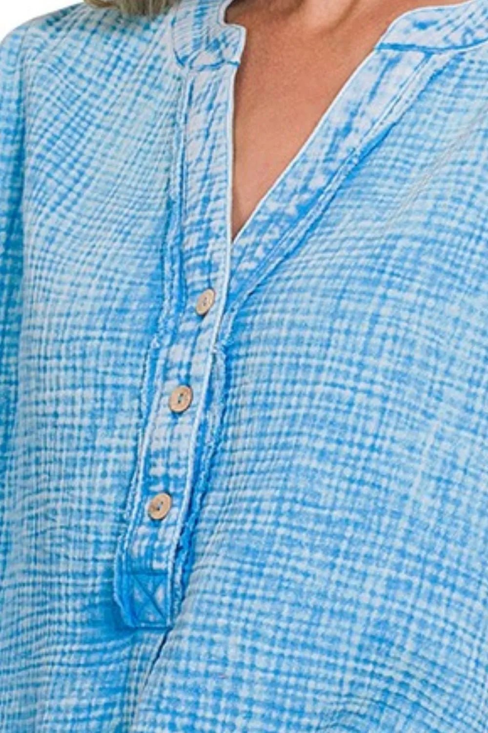 Zenana Washed Henley - Maka Boho
