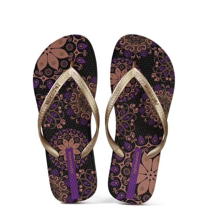 Printed Summer Toe Post Slippers - Maka Boho