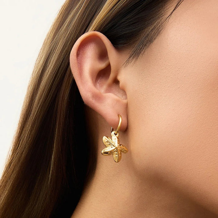 Vintage Gold Seashell & Starfish Drop Earrings - Maka Boho