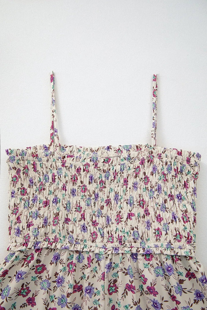 Multicolour Bohemian Ditsy Floral Smocked Fit Flare Sundress - Maka Boho
