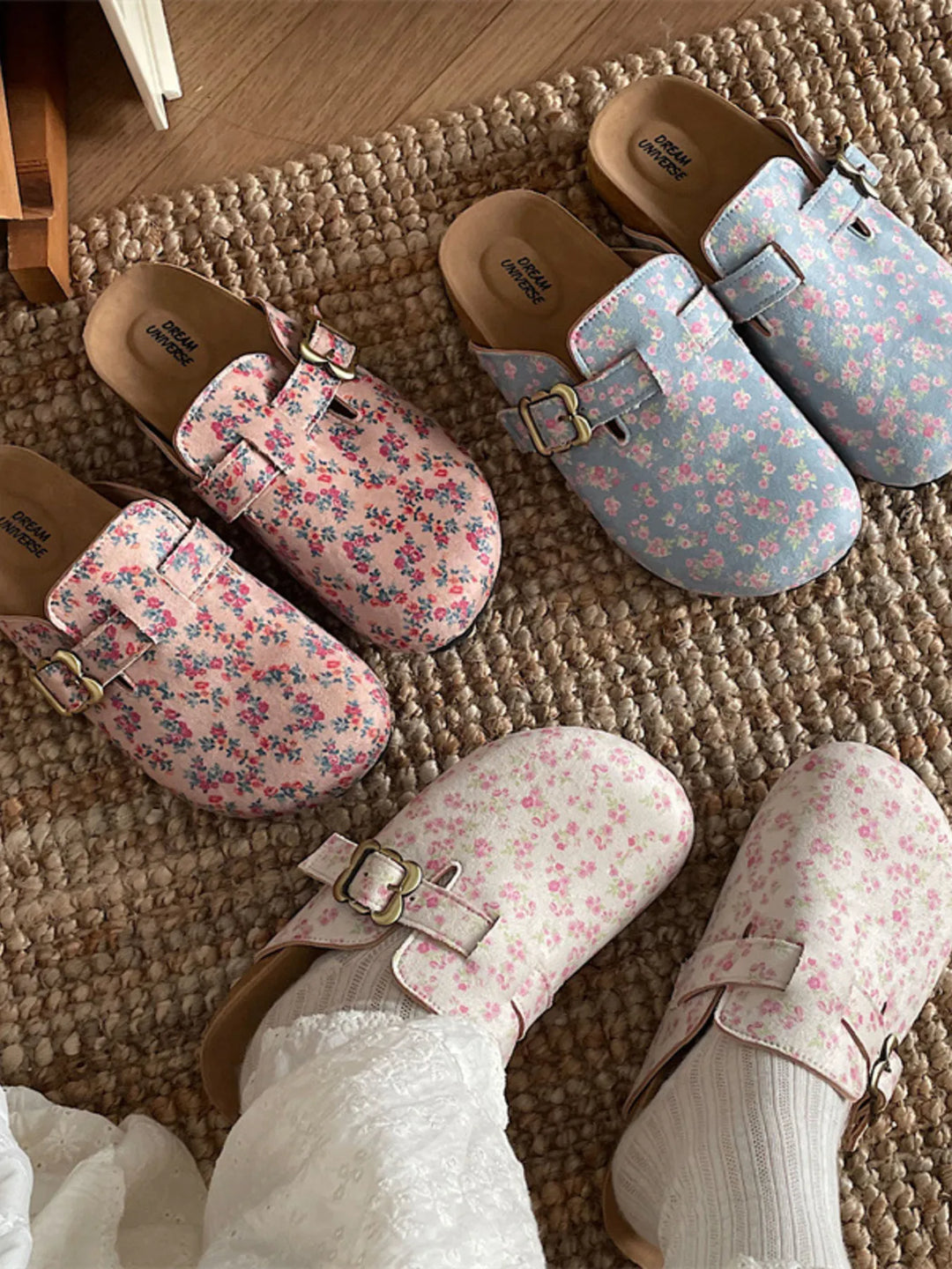 Floral Pattern Round Toe Slip - Ons - Maka Boho