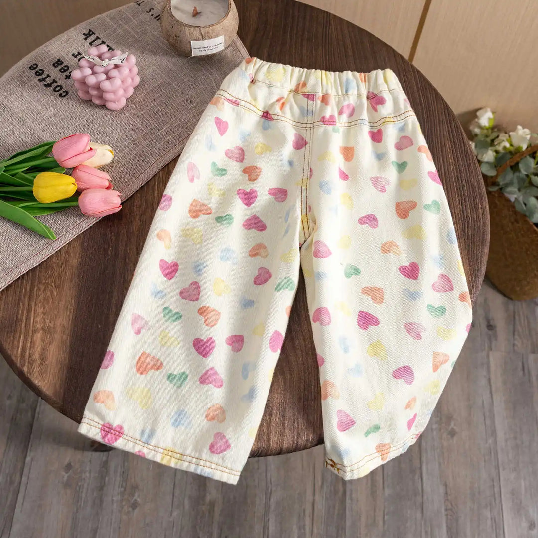 Heart Print Pants - Maka Boho
