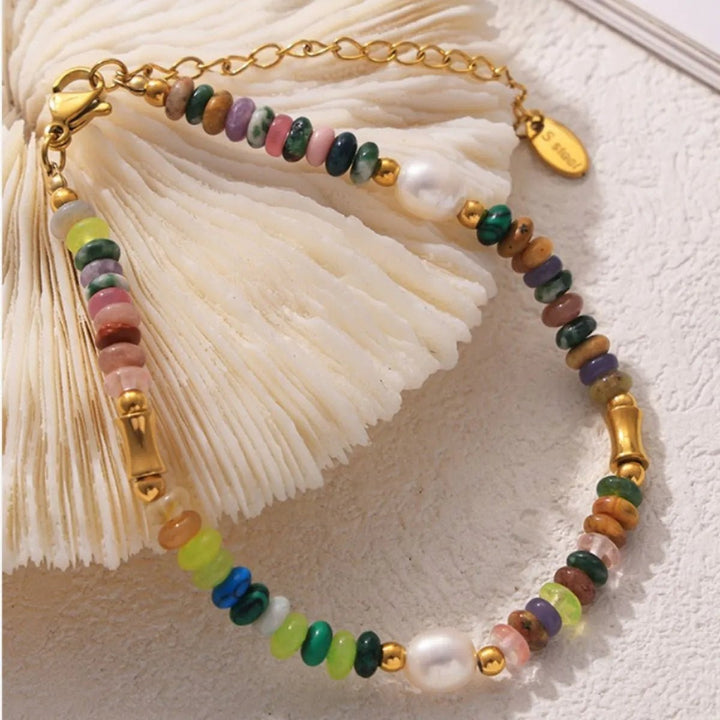 Bohemian Natural Stone Pearl Beaded Jewelry Set - Maka Boho