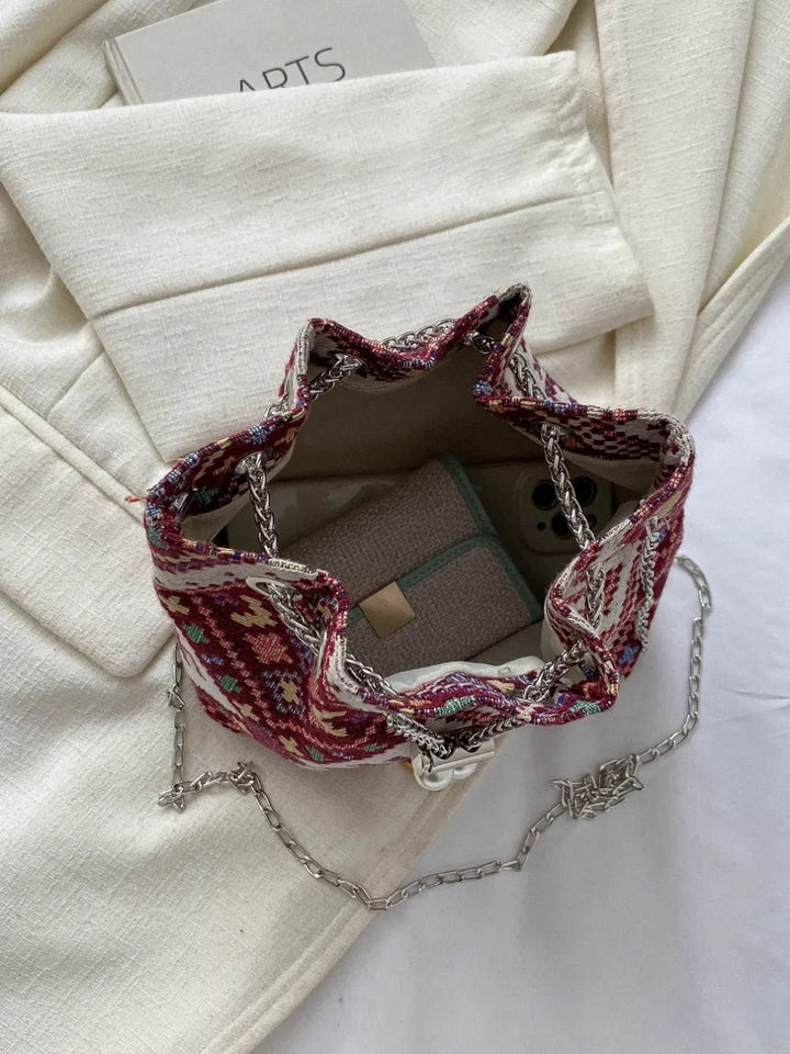 Printed Chain Bucket Bag - Maka Boho