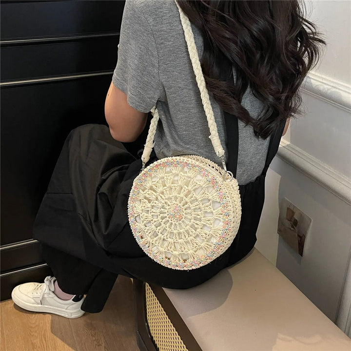 Handmade Round Crochet Straw Handbag - Maka Boho