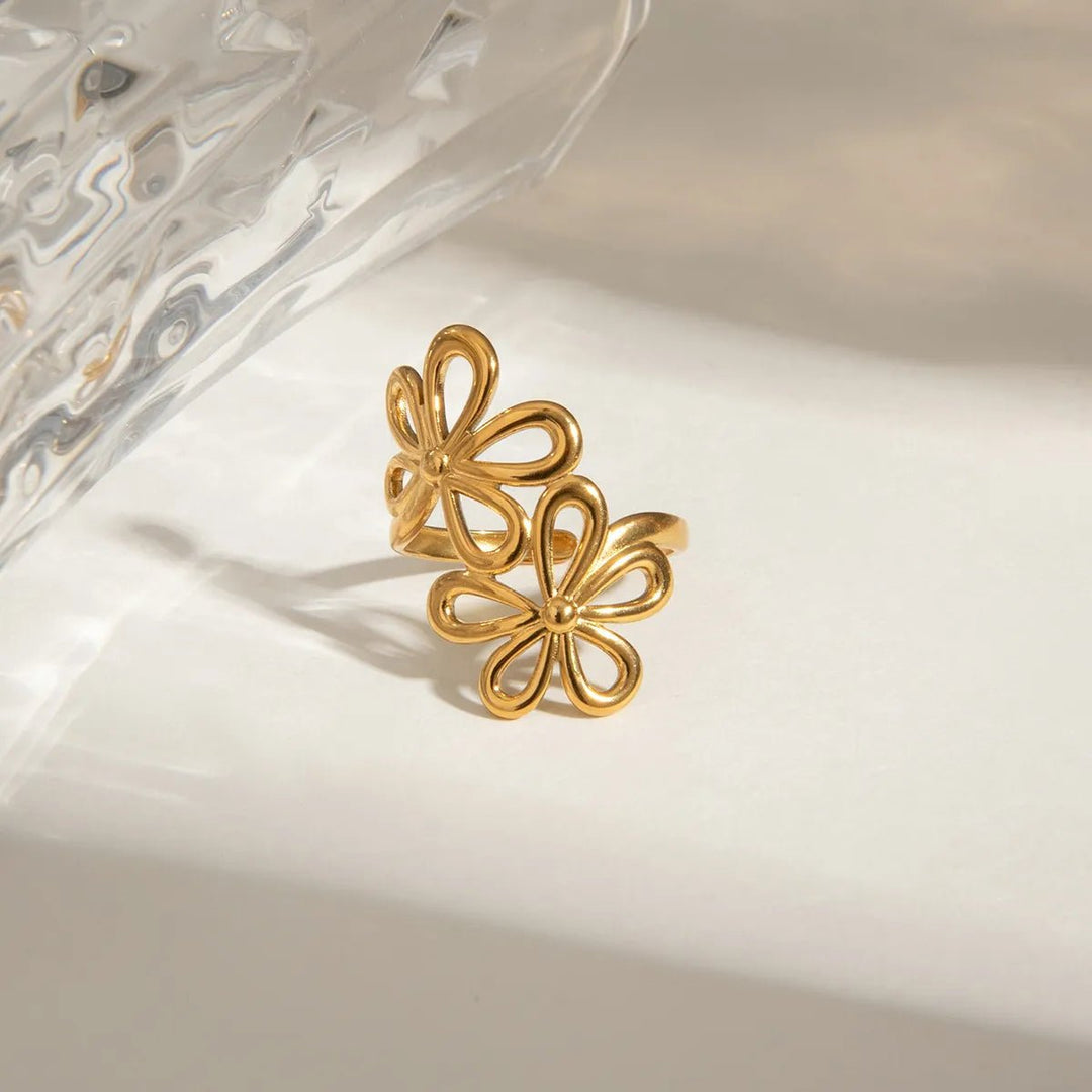Stainless Steel Flower Ring - Maka Boho