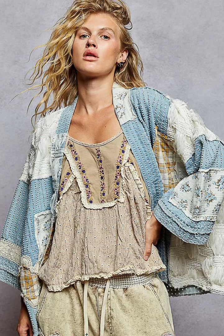 POL Floral Patch Cardigan - Maka Boho