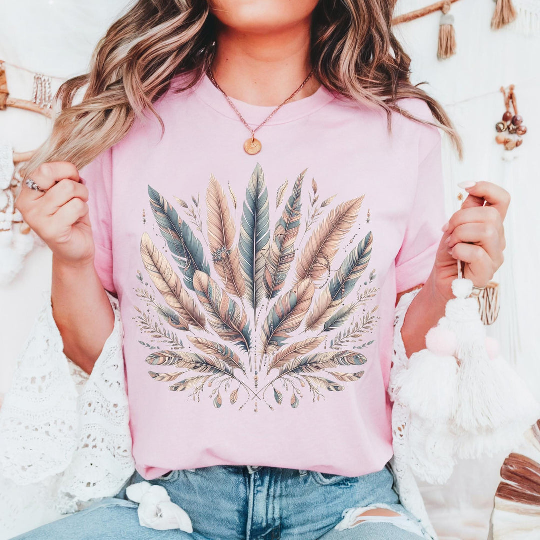 Boho Feather T-Shirt - Maka Boho