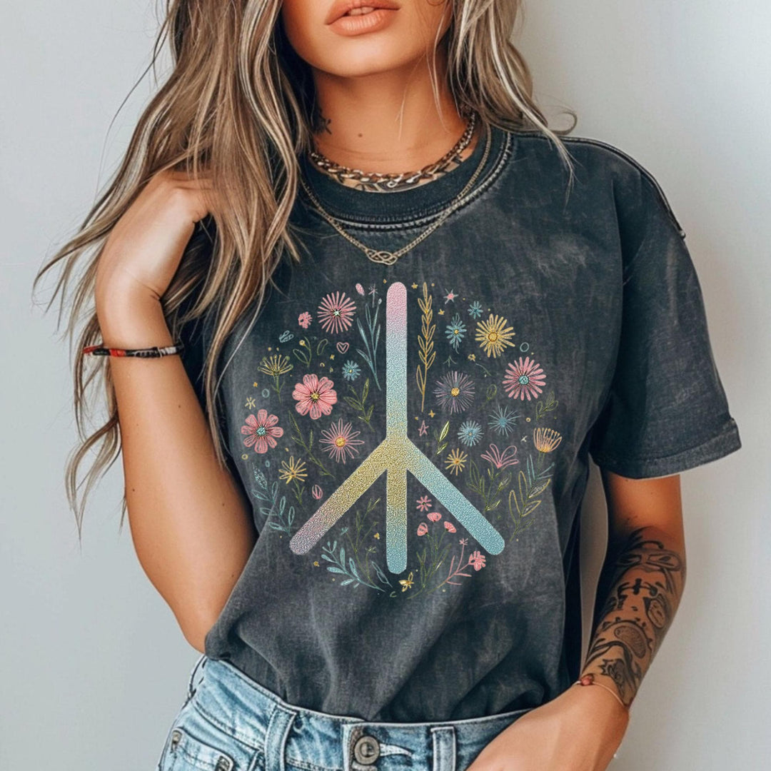 Floral Peace T-Shirt - Maka Boho