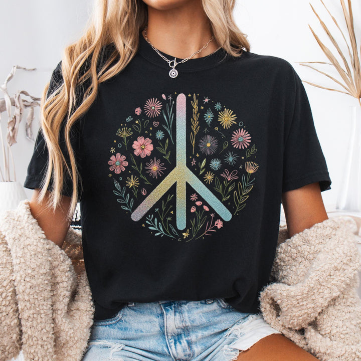 Floral Peace T-Shirt - Maka Boho