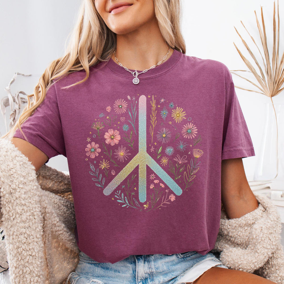 Floral Peace T-Shirt - Maka Boho