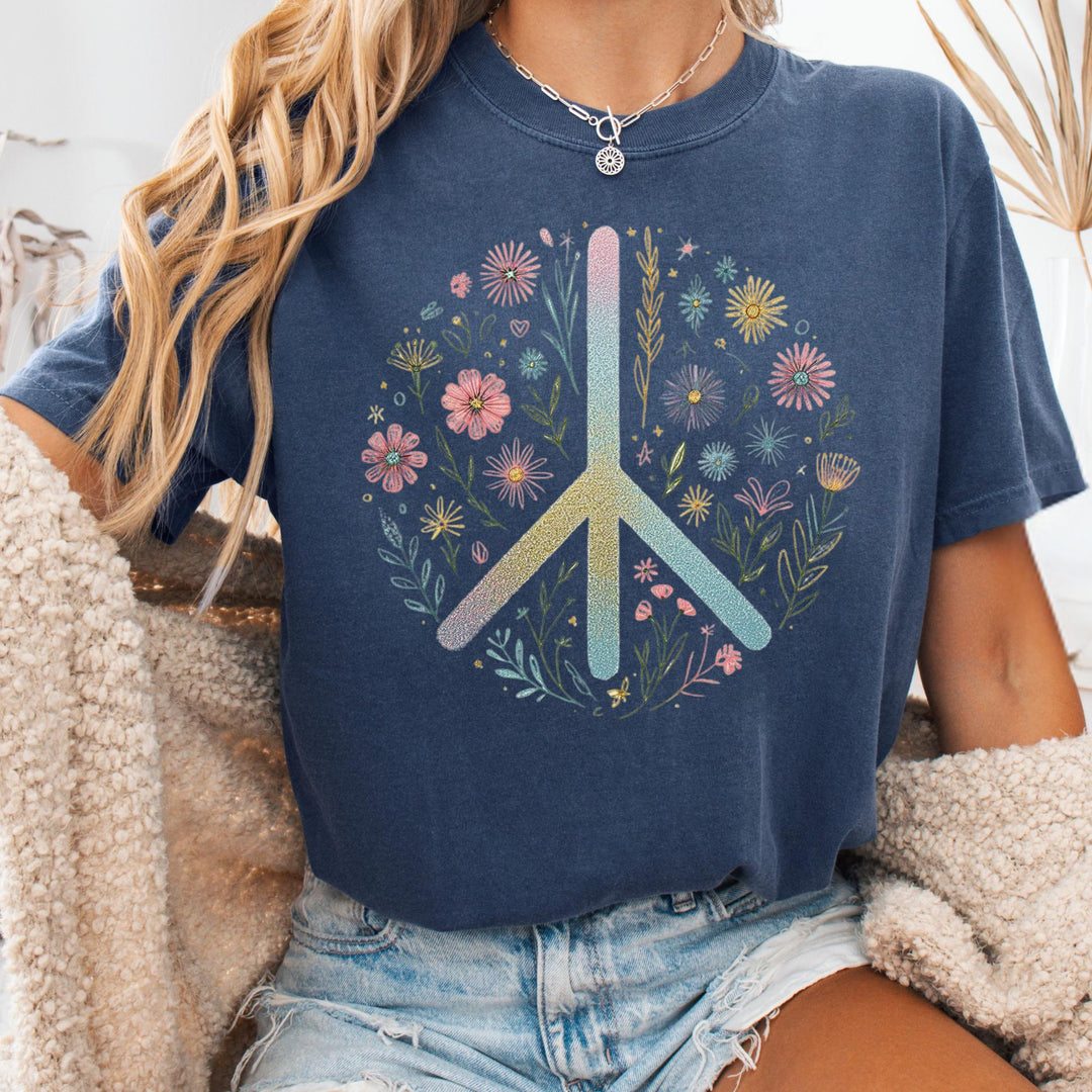Floral Peace T-Shirt - Maka Boho