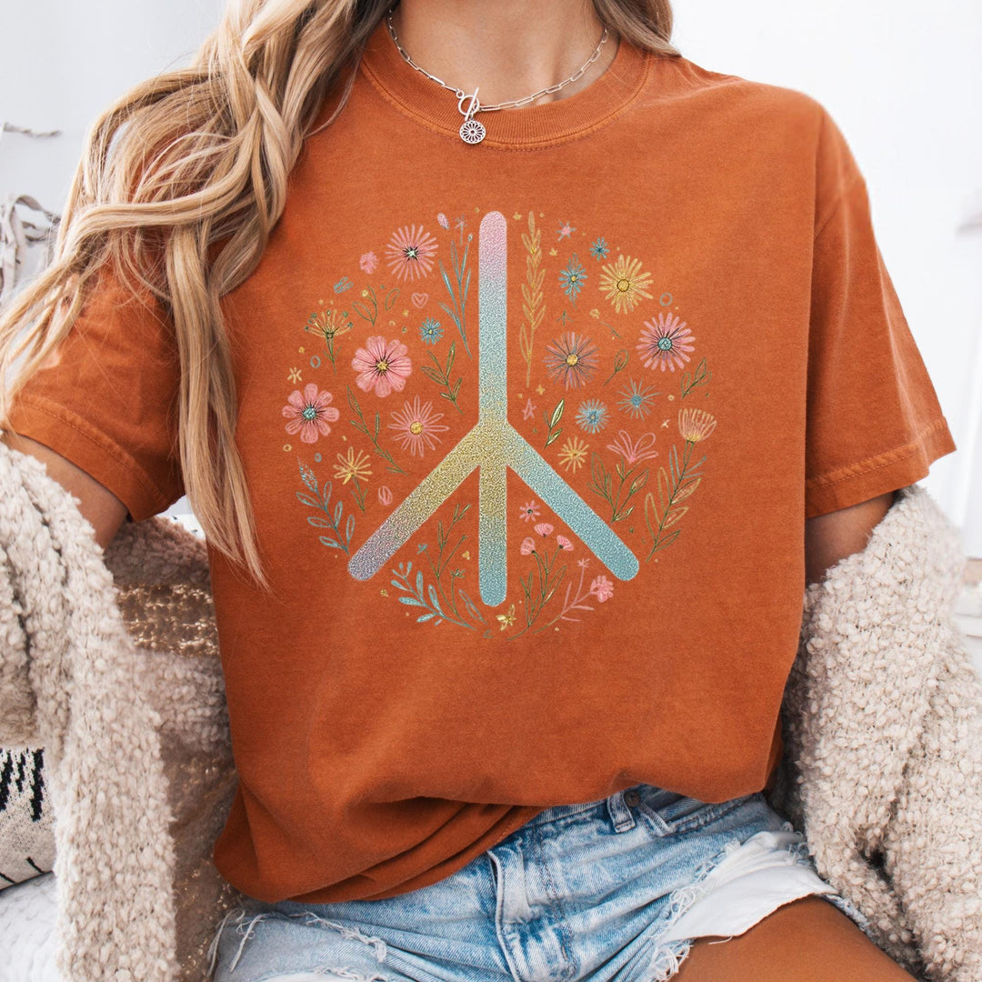 Floral Peace T-Shirt - Maka Boho