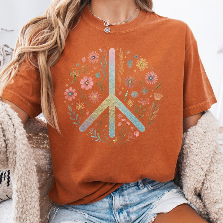 Floral Peace T-Shirt - Maka Boho
