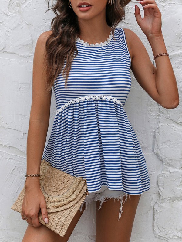 Striped Lace Top - Maka Boho