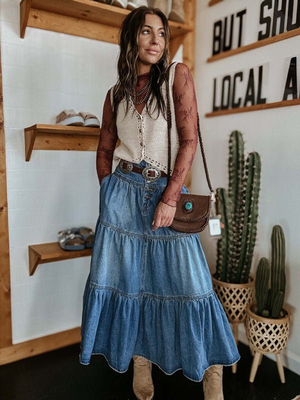 Caitlin Denim Skirt - Maka Boho