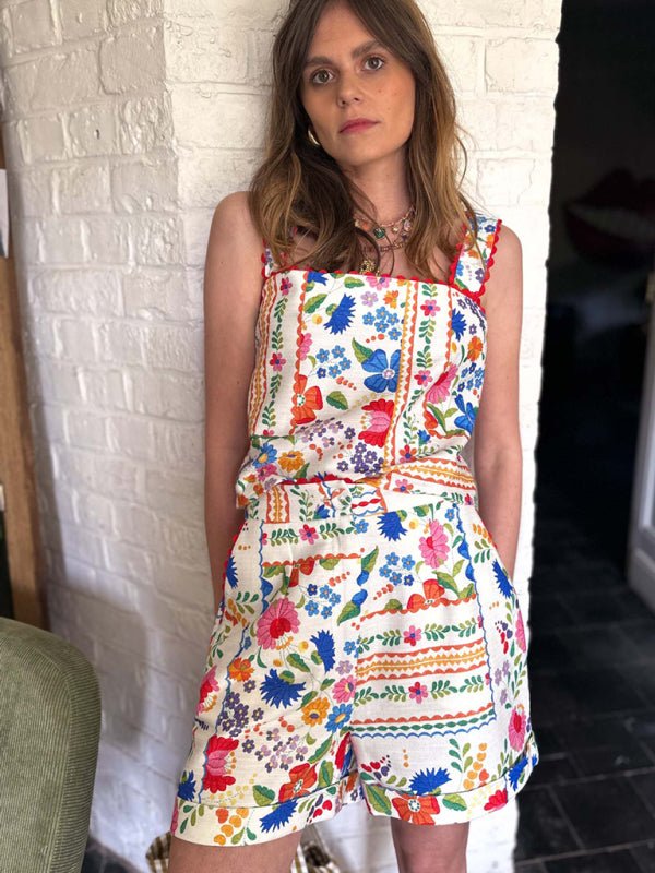 New floral print casual loose two - piece set - Maka Boho
