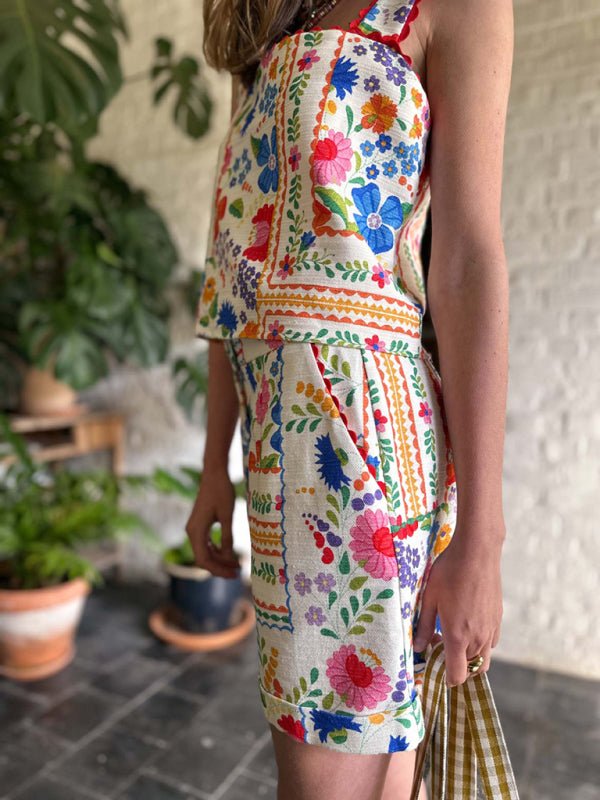 New floral print casual loose two - piece set - Maka Boho